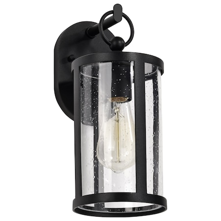 Nuvo Broadstone - 1 Light Small Wall Lantern - Matte Black with Clear Seeded Glass 60/8111
